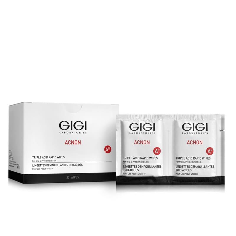 Салфетки влажные очищающие для лица Acnon triple acid rapid wipes