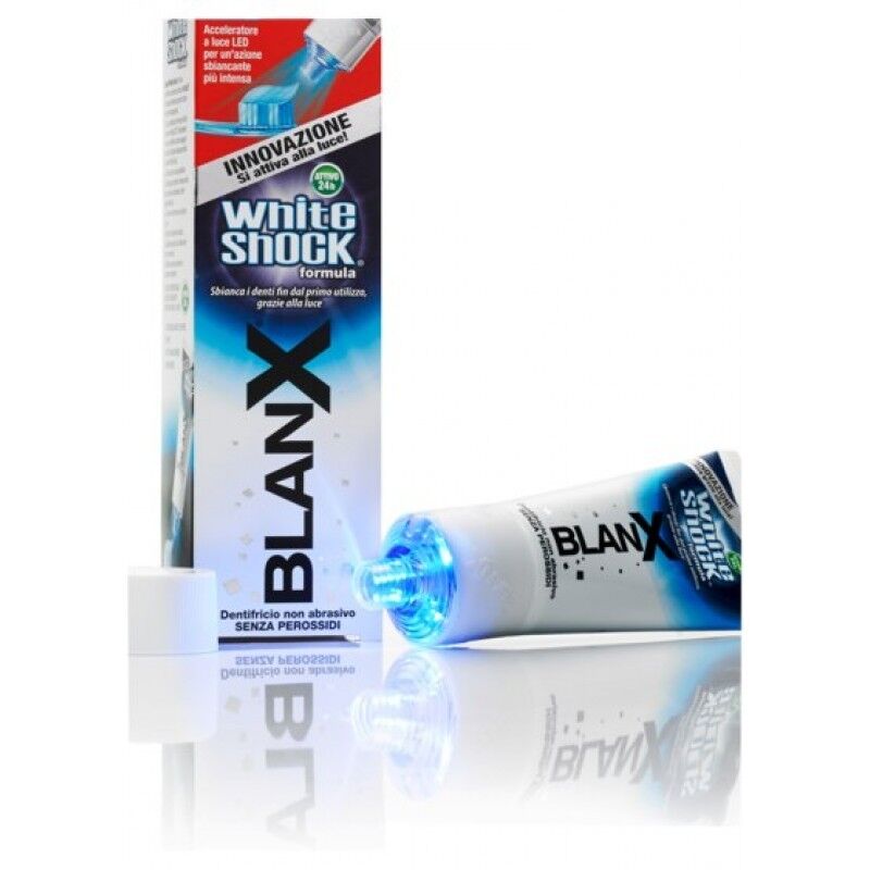 Зубная отбеливающая паста со светодиодным активатором White shock