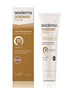 Средство тональное солнцезащитное темный тон Screenses color fluid sunscreen spf 50 brown