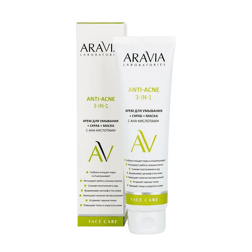 Крем для умывания Aha-кислотами anti-acne 3-in-1